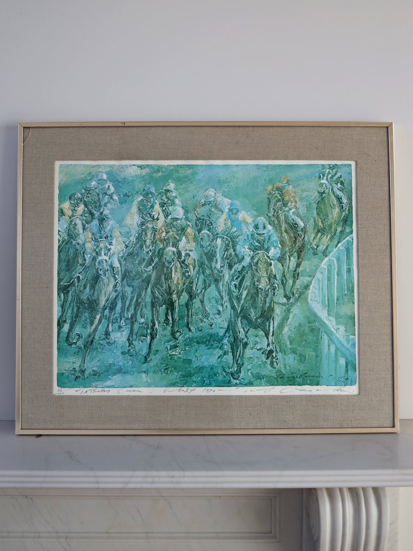 Limited Edition 33/100. Tattenham Corner, Derby, 1970. Artist, Jack Lawrence Miller. - Painting - Clementine Parker