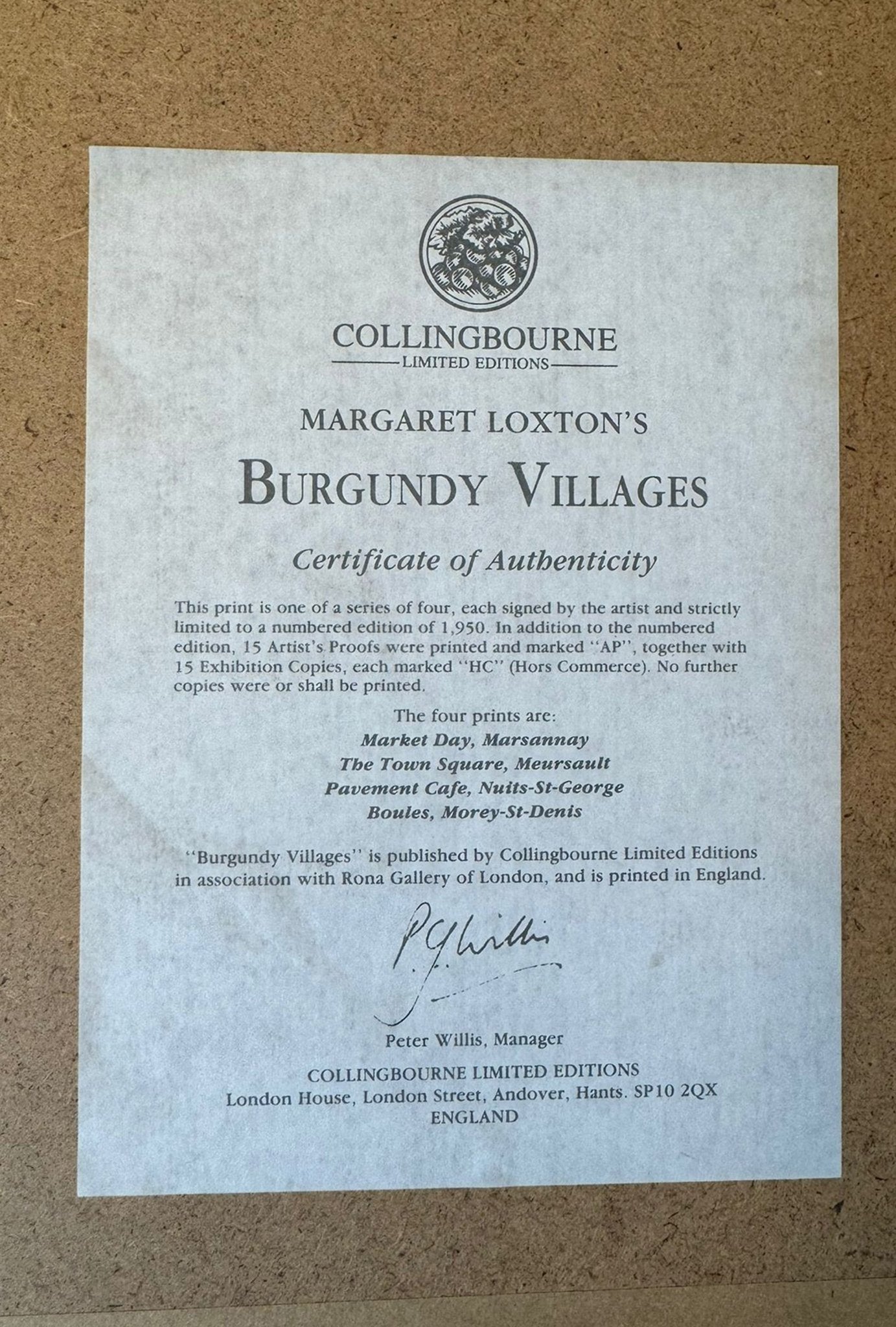 ‘Scenes of rural France’. A set of 4 limited edition prints signed by Margaret Loxton. - Clementine Parker