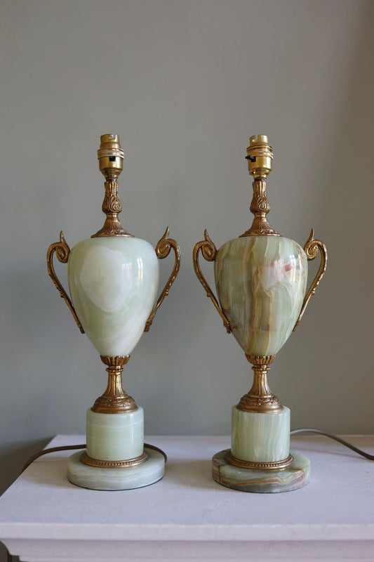 A pair of marble lamp bases - Lamps - Clementine Parker