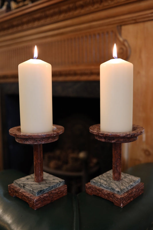 A pair of onyx and marble candlesticks - Clementine Parker