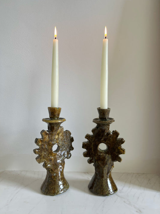 Moroccan ceramic candlesticks - Clementine Parker